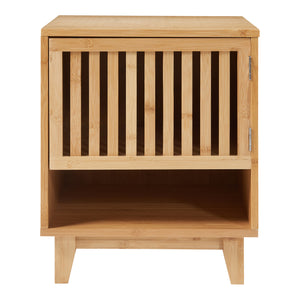 Comodino in Bambù Ypäjä con Scomparto Chiuso e Aperto - Naturale [en.casa]