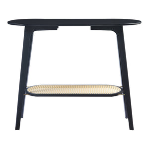 Consolle Taivalkoski 100x35x80 cm Nero/effetto rattan [en.casa]