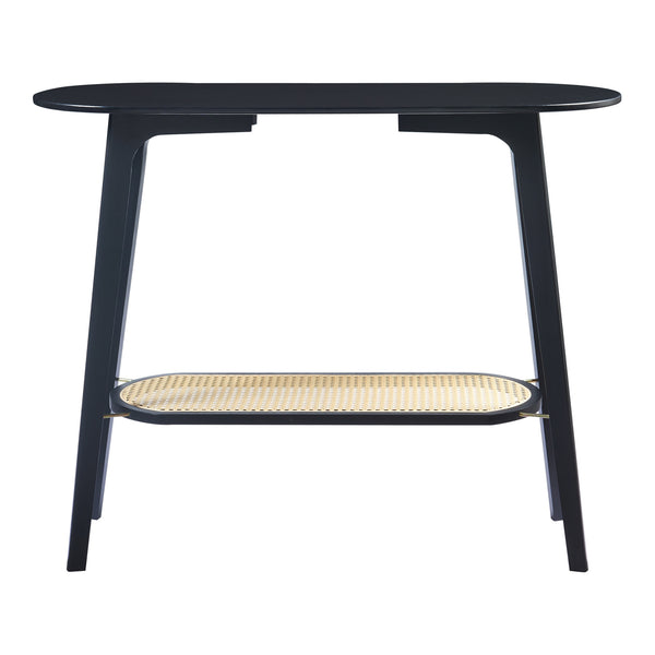 Consolle Taivalkoski 100x35x80 cm Nero/effetto rattan [en.casa]