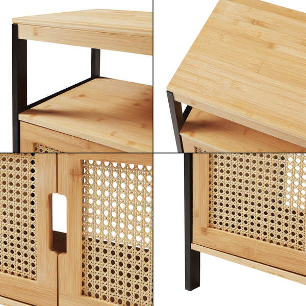 Mobile sottolavabo Tervola 60x60x35 cm Nero/Bambù [en.casa]