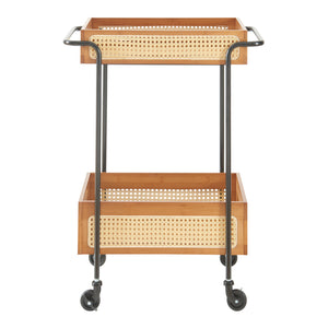 Carrello da servizio Tervola 81x61x39 cm effetto rattan [en.casa]