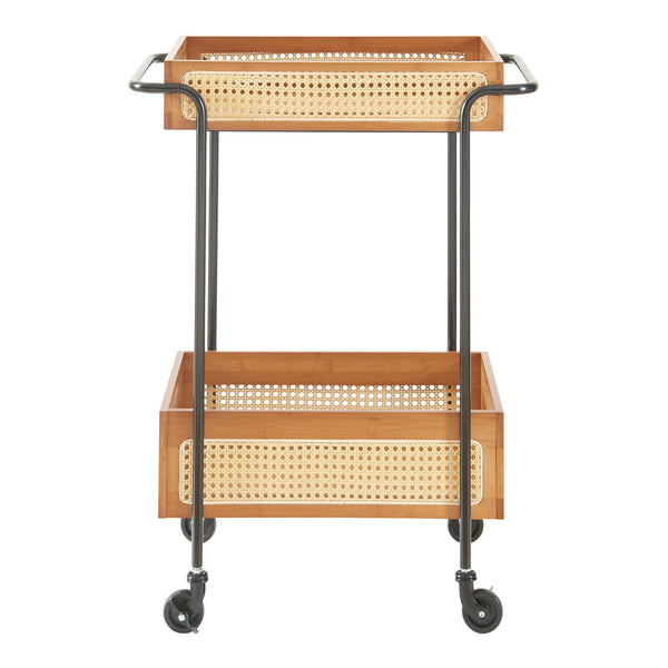 Carrello da servizio Tervola 81x61x39 cm effetto rattan [en.casa]