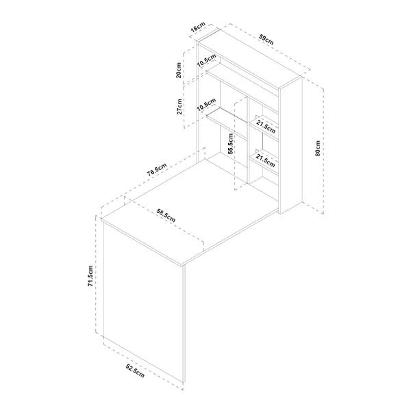 Tavolo pieghevole da parete Greve Bianco / effetto legno [en.casa]