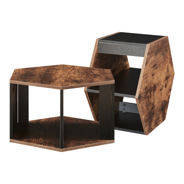 Set tavolino Molde 2 pz. Nero/effetto noce [en.casa]