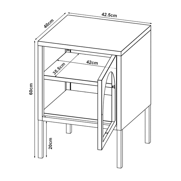 Comodino Karlskrona 60x42,5x40 cm Nero, opaco [en.casa]