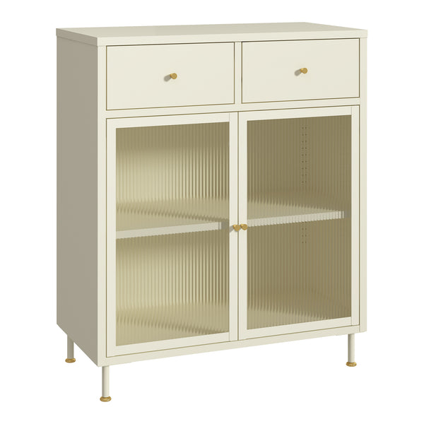 Sideboard Lindau Acciaio 97x80x40 cm Bianco crema [en.casa]
