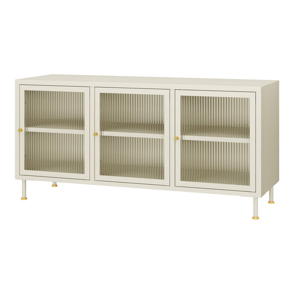 Mobile TV Lindau Acciaio 120x40x59 cm Bianco crema [en.casa]