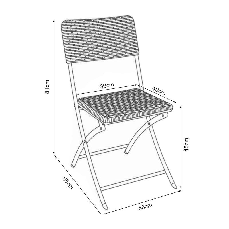 Schizzo in scala Set Mark di 2 Sedie Pieghevoli - Nero Effetto Rattan [en.casa] 