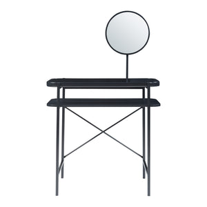 Toeletta Hjelmeland con specchio 129x80x44 cm Nero [en.casa]