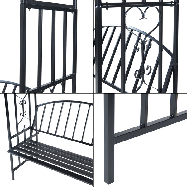 Arco di rose Barile con panca Nero [casa.pro]