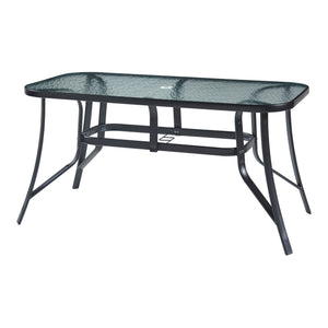 Set di Mobili da Giardino Aradeo Tavolo con Piano in Vetro e 6 Sedie Impilabili - Nero casa.pro