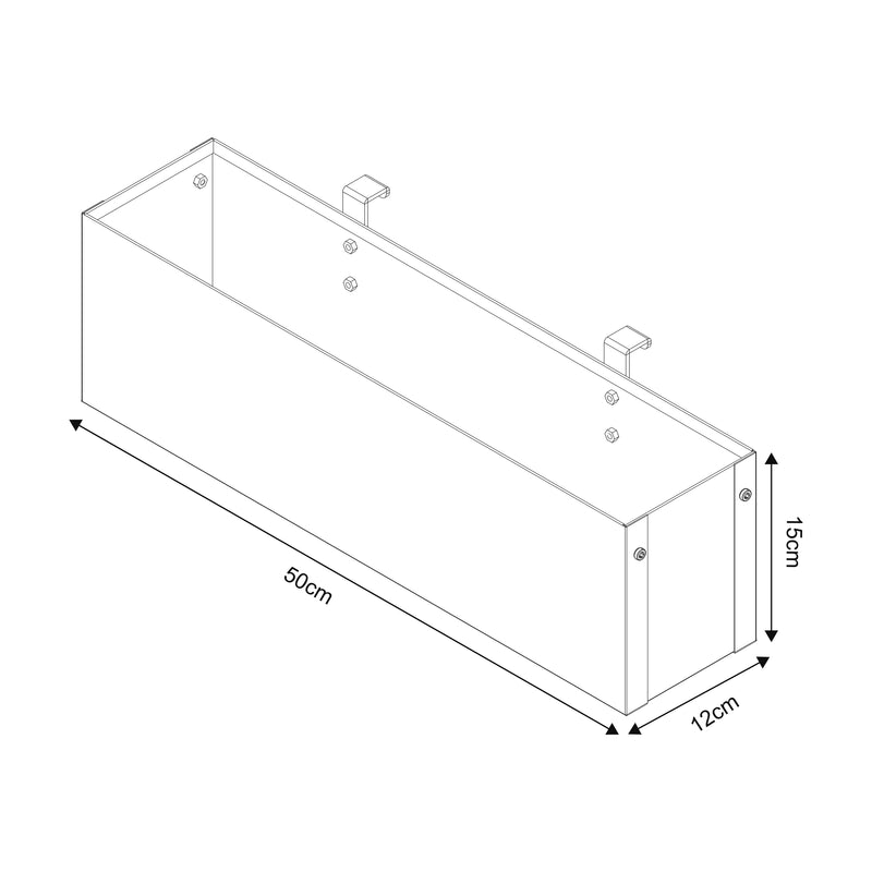 Schizzo in scala Cassetta di Fiori Achtkarspelen per Balcone 50 x 12 x 15 cm Antracite [en.casa] 