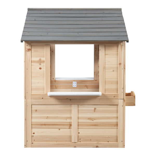 Casetta Giocattolo da Esterno Acciano in Legno di Abete - Colore Naturale / Grigio casa.pro