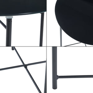 Tavolino Ödeshög con piano in vetro 45xØ42cm Nero [en.casa]