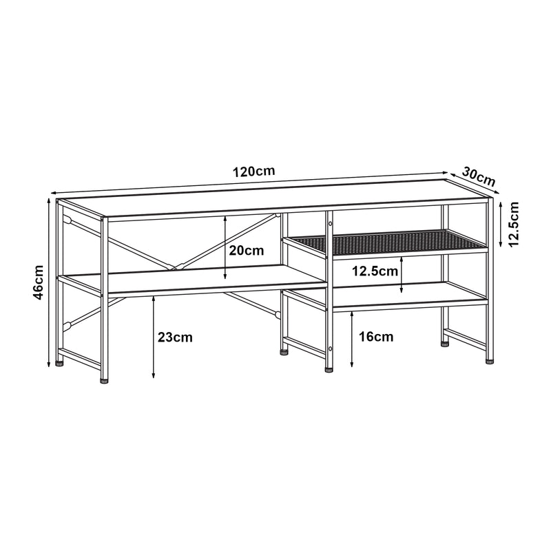 Schizzo in scala Mobile TV Västiarharg 120x30x46 cm Nero / Effetto Noce [en.casa]