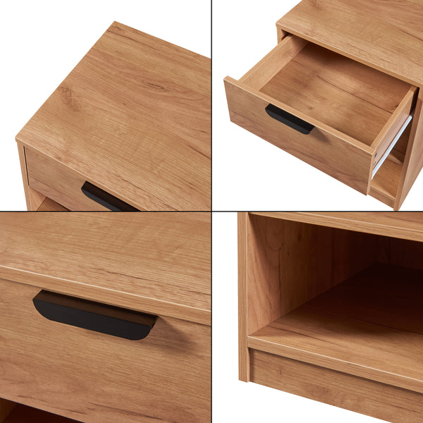 Comodino Varkaus 55x43x40cm effetto quercia [en.casa]