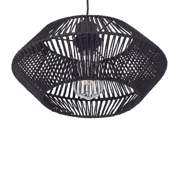 Lampada a sospensione Amersham Metallo+Rattan Nero [lux.pro]