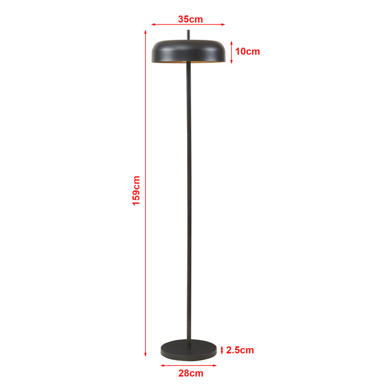 Schizzo in scala Lampada da Terra Barton con Paralume Tamburo Piatto - Metallo Nero lux.pro 