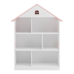 Libreria per bambini Vipsali 107x83x30 cm Bianco/Rosa [en.casa]