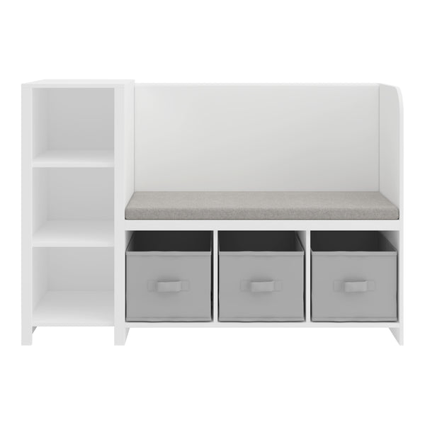 Libreria per bambini con panca Høylandet 76x112x40 cm Bianco/Grigio [en.casa]