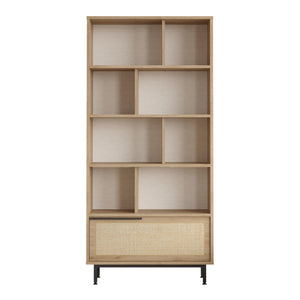 Libreria Kvænangen 176x84x30 cm effetto quercia/effetto rattan [en.casa]