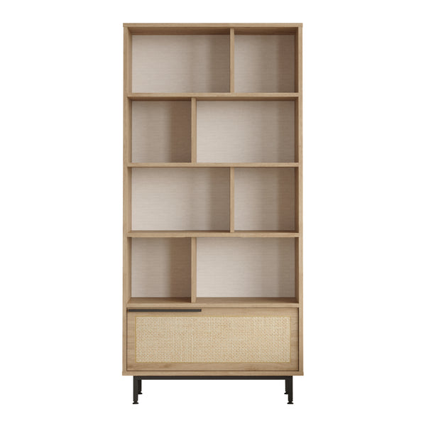 Libreria Kvænangen 176x84x30 cm effetto quercia/effetto rattan [en.casa]