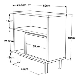 Tavolino Kvænangen 60x60x26 cm effetto quercia/rattan [en.casa]