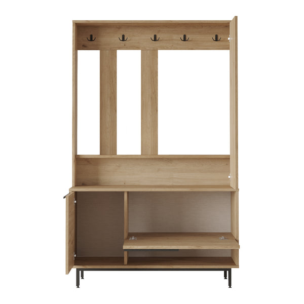 Guardaroba compatto Kvænangen 78x112x36 cm Quercia/effetto rattan [en.casa]