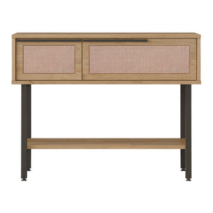 Consolle Kvænangen 100x30x76 cm Quercia/effetto rattan [en.casa]