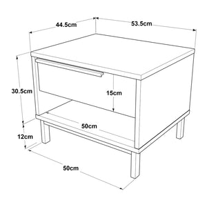 Comodino Kvænangen con Cassetto e Scomparto Aperto - Effetto Rovere / Rattan [en.casa]