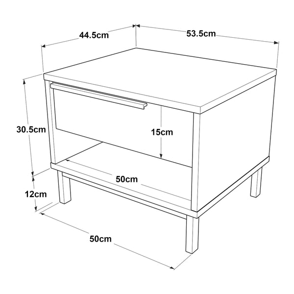 Comodino Kvænangen con Cassetto e Scomparto Aperto - Effetto Rovere / Rattan [en.casa]