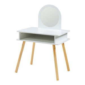 Tavolo da trucco per bambini con sgabello Ovanåker Bianco/Naturale [en.casa]