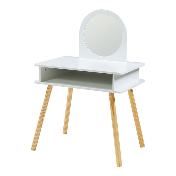 Tavolo da trucco per bambini con sgabello Ovanåker Bianco/Naturale [en.casa]