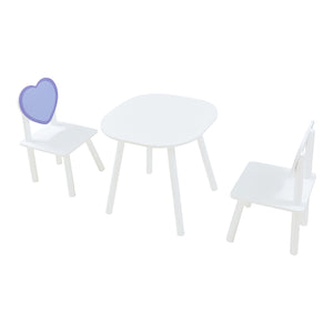 Gruppo di sedute per bambini Siljan con design a cuore Bianco/Lilla [en.casa]