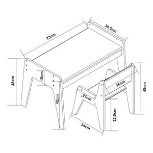 Scrivania per bambini con sedia Skinnskatteberg legno/bianco [en.casa]