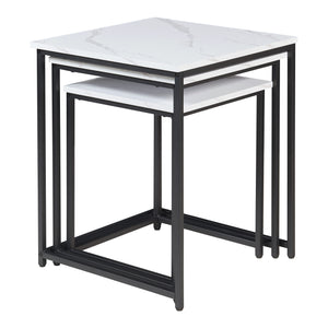 Tavolino da salotto Trollhättan 3 pz. effetto marmo, bianco [en.casa]