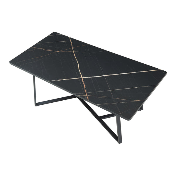 Tavolino da salotto Riskiften 120x60x48 cm effetto marmo, nero [en.casa]