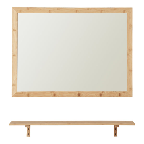 Specchio da parete con mensola set Boksereys bambù naturale [en.casa]