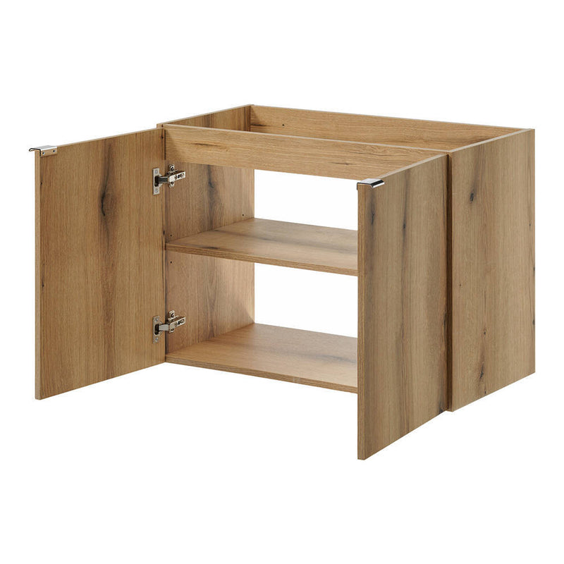 Schizzo in scala Set da Bagno NEWPORT Mobile Pensile a 2 Ante con Lavabo e Specchio LED - Effetto Rovere [en.casa]