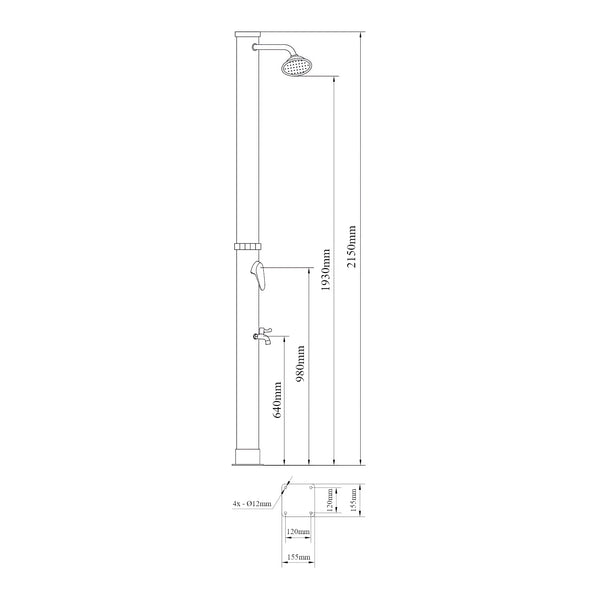 Doccia solare Frerievn con doccia per i piedi 215 cm 18L  [casa.pro]