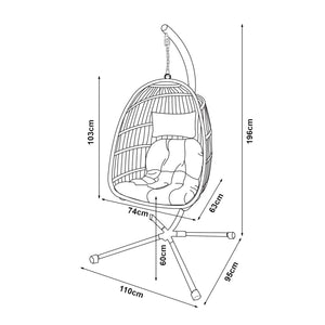Sedia sospesa Edeng con struttura 196x110x95 cm Grigio [en.casa]