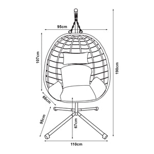 Sedia sospesa Kandsvas con struttura 198x110x95 cm Grigio [en.casa]