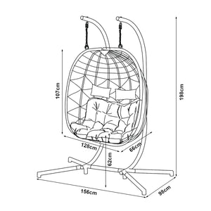 Sedia sospesa doppia Skense con struttura 198x156x98 cm Grigio [en.casa]