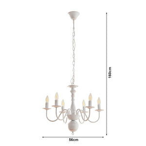 Lampadario Berkeley con 6 Bracci Curvi E14 Bianco Vintage lux.pro 