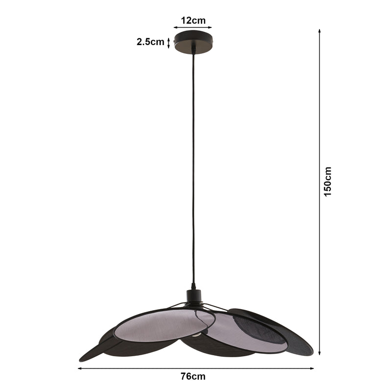 Schizzo in scala Lampadario a Sospensione Blackwood con Paralume in Tessuto - Nero lux.pro 
