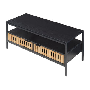 Tavolino Luniehti 100x40x48 cm Nero/Naturale [en.casa]