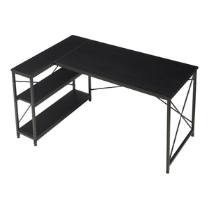 Scrivania Raundsvalt con 1 ripiano a L 137x88x75 cm Nero [en.casa]