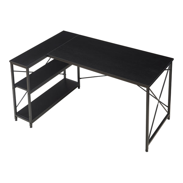 Scrivania Raundsvalt con 1 ripiano a L 137x88x75 cm Nero [en.casa]