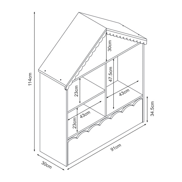 Libreria per bambini Vestnes 114x91x30 cm Cotton Candy/Bianco [en.casa]