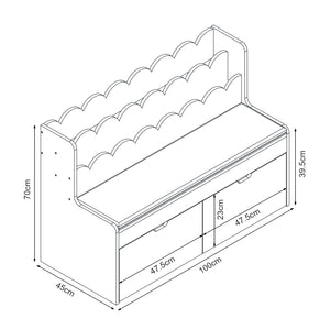 Panca per bambini con scaffale Vestnes 100x45x70 cm Cotton Candy/Bianco [en.casa]